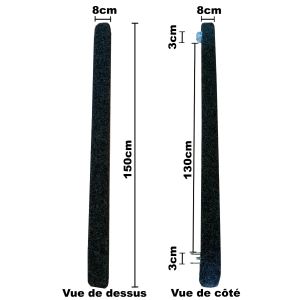 Glissière en bois recouvert de moquette marine pour remorque
