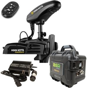 Pack moteur avant Minn Kota Powerdrive GPS 55 Lbs 12V + micro télécommande + valise batterie lithium BSR Prestige+ avec chargeur