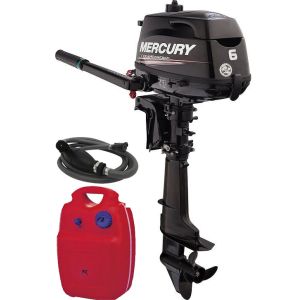 Pack moteur Mercury 6CV 4T arbre long démarrage manuel + kit nourrice 12 litres
