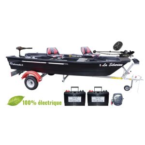 Pack E-Lite Silurine 400 Black Fish + Moteur Eco Booster V 70 Lbs + Remorque GT + Moteur Avant Powerdrive 55 Lbs GPS + batteries