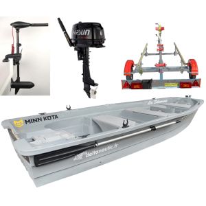 Silurine 4m Titanium + Moteur Parsun 6cv 4t + Moteur Osapian 55 Lbs + Remorque GT