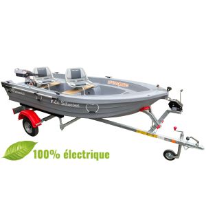 Pack Barque Silurine Sport 3m73 Titanium avec remorque GT et moteur Torqeedo Travel XP