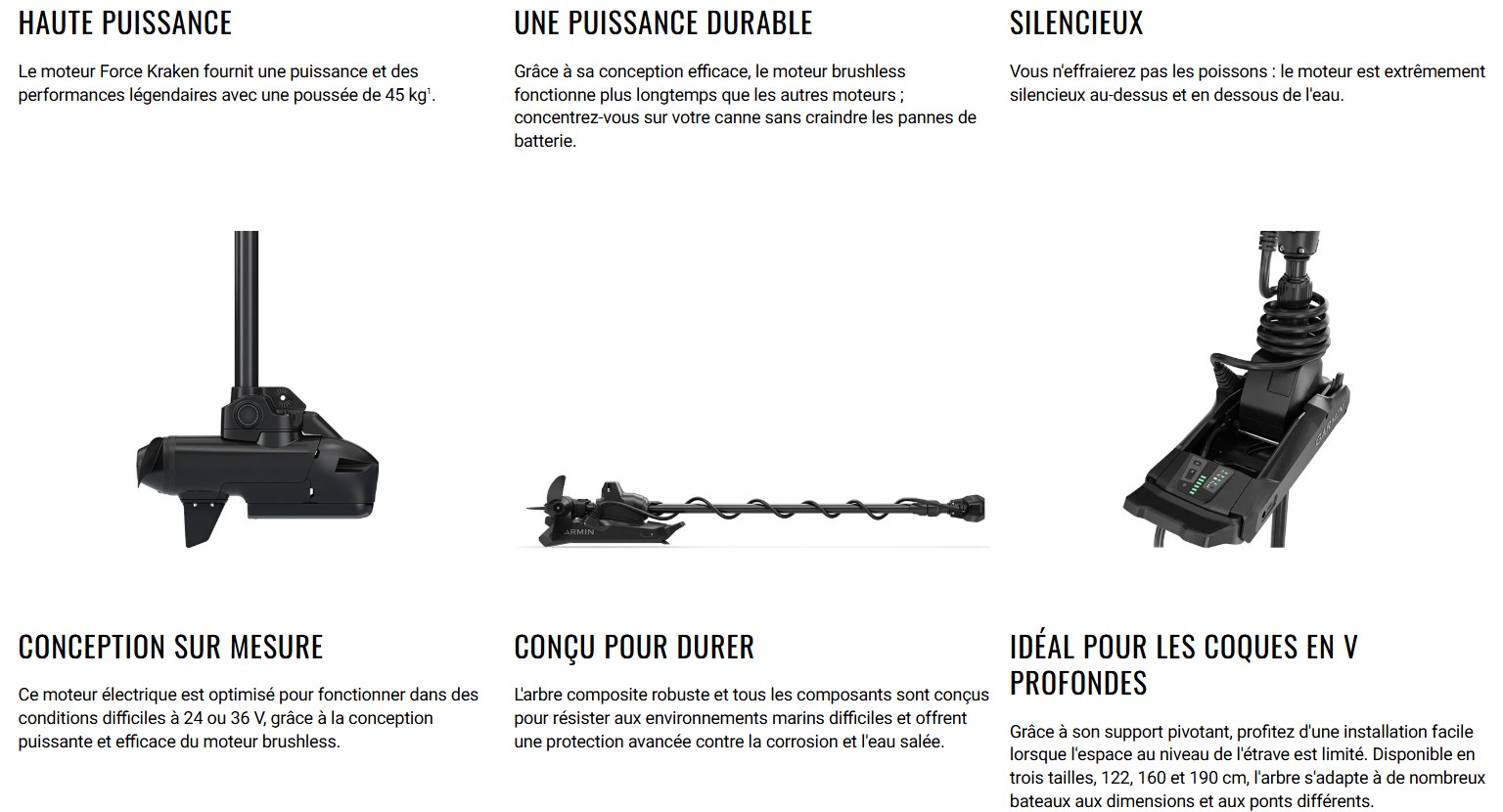 descriptif Moteur avant Garmin Force Kraken