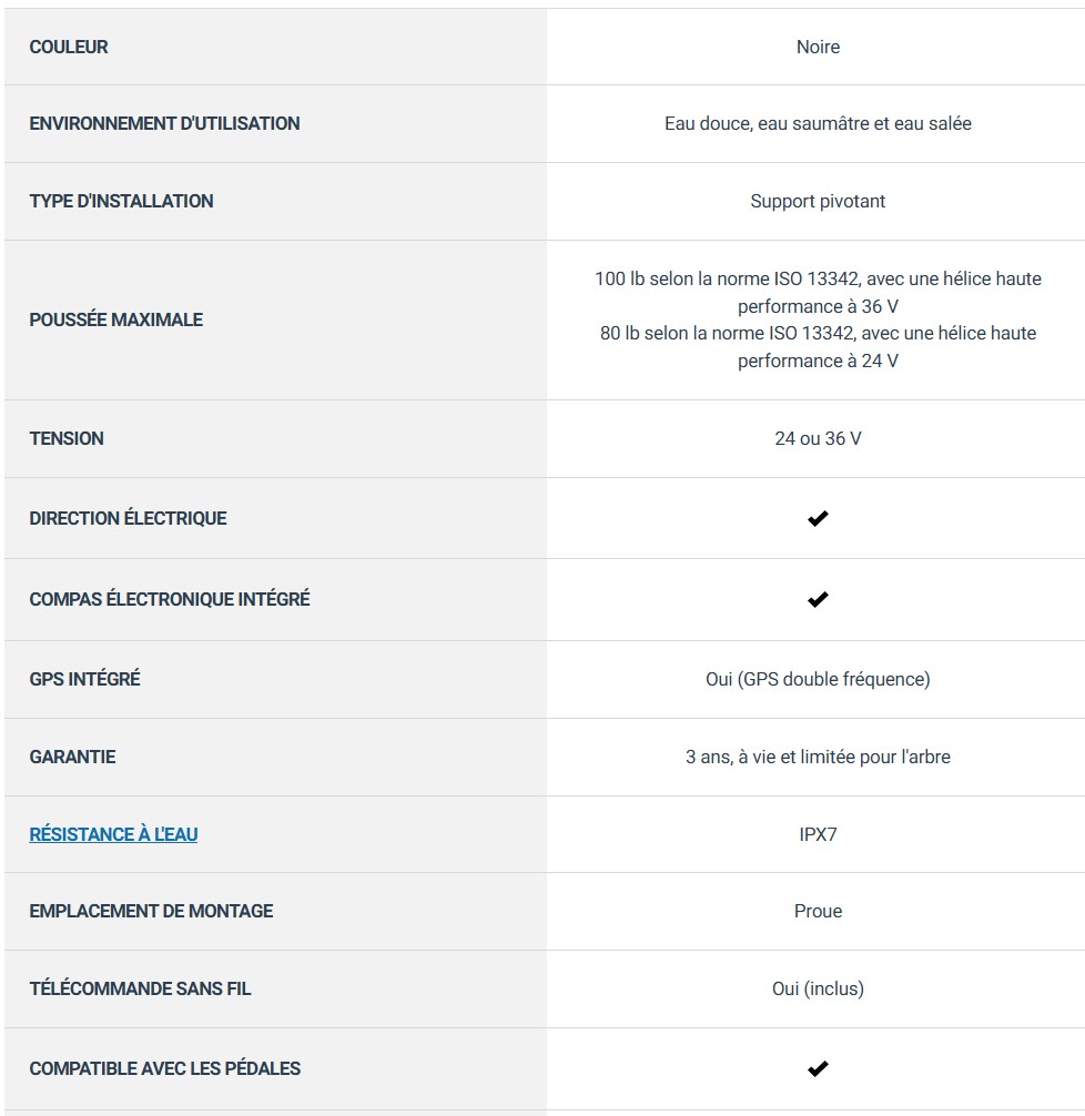 descriptif Moteur avant Garmin Force Kraken