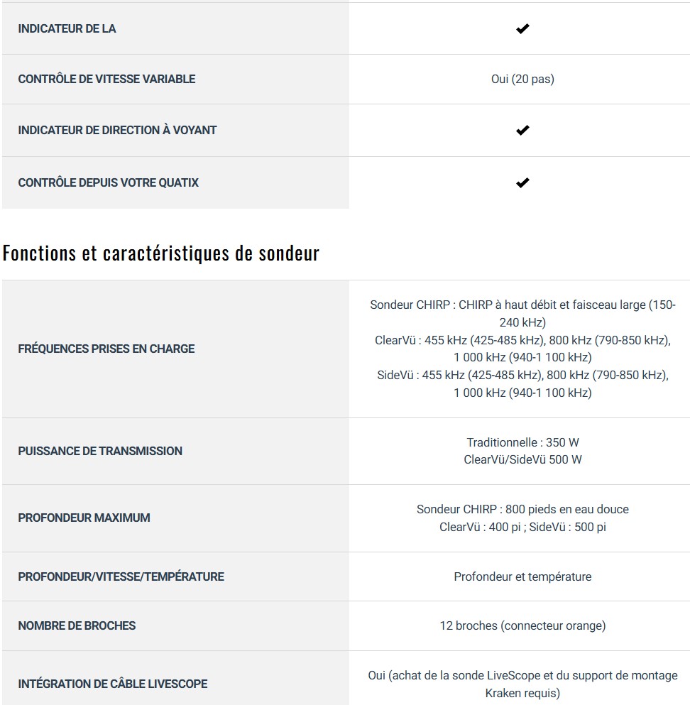 descriptif Moteur avant Garmin Force Kraken