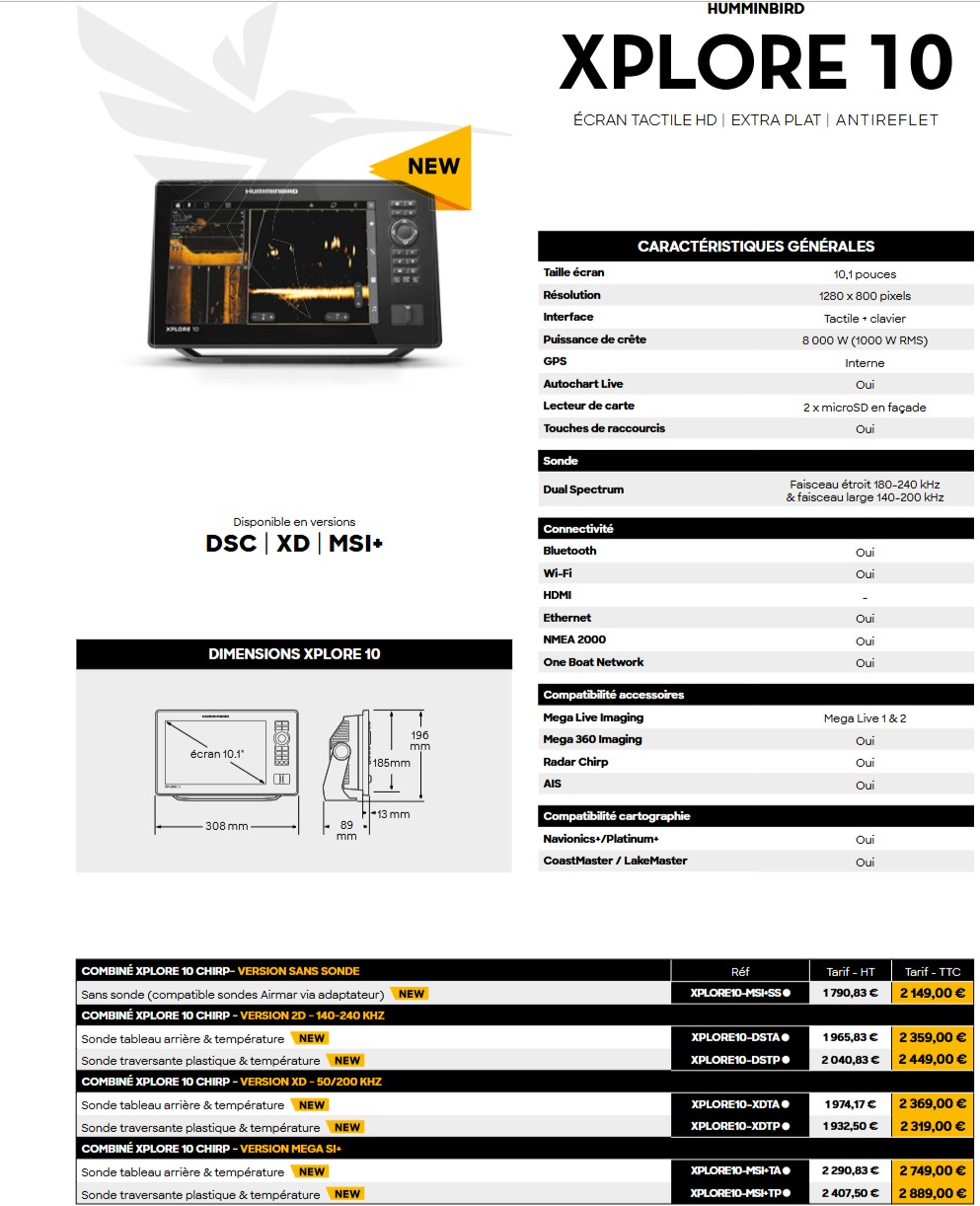 fiche technique xplore 10