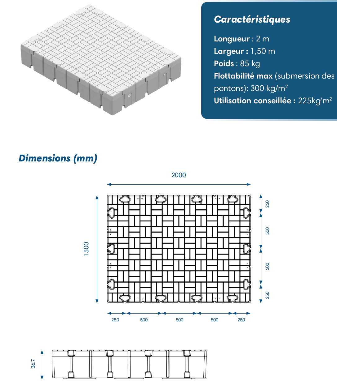 fiche technique ponton modulaire 150x200
